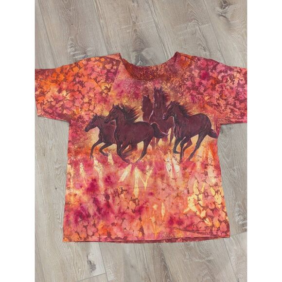 Reworked Reverse Tie Dye Horse Tee • Bleached Leopard Print • Oversized - Picture 2 of 8
